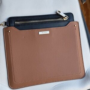 Aldo Tan and Black Two-Tone Zip Pouch